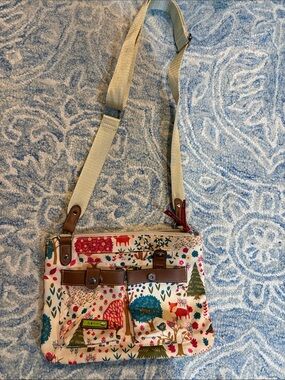Lily Bloom Cream Crossbody with Multicolor Woodland Print